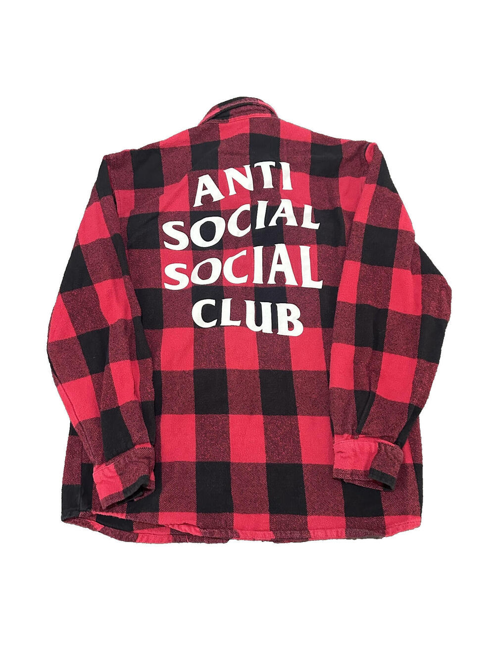 Anti Social Social Club Shirt Mens Medium M Red Black Buffalo Check Flannel